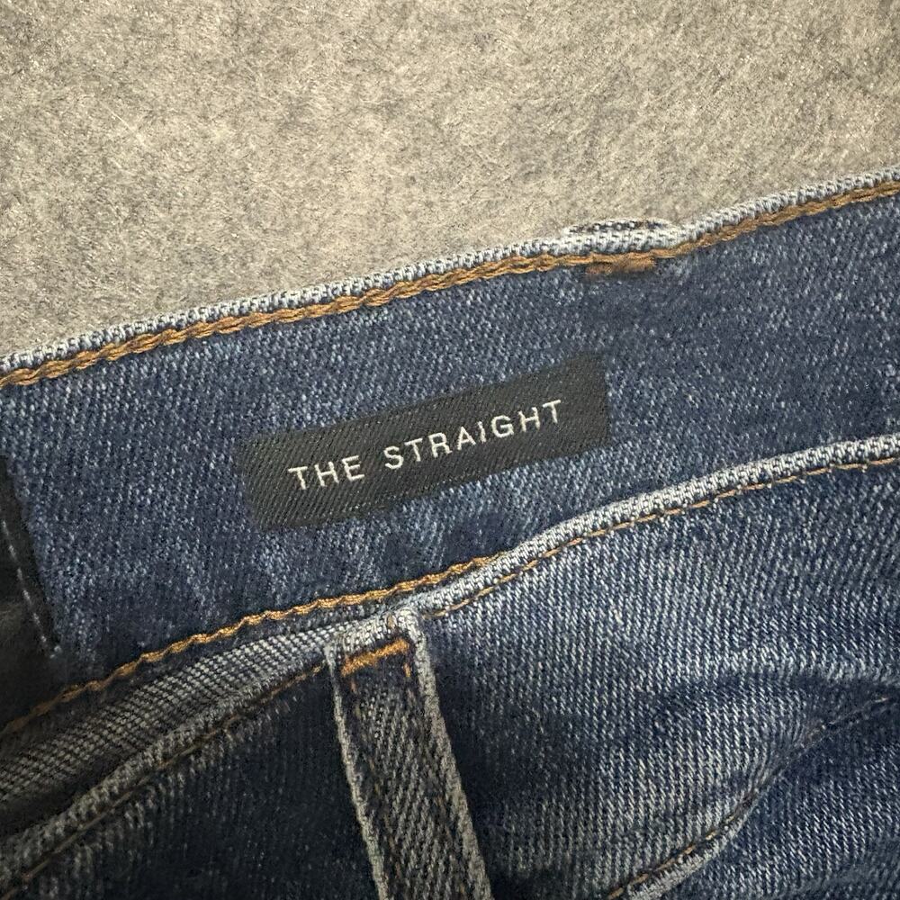 7 for All Mankind Straight Jeans Mens‎ 36 x 31 Blue Embroidered Whiskering - Picture 5 of 10